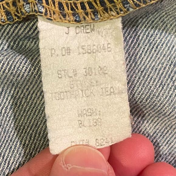 J. Crew Toothpick Jeans Mid to Low Rise, Medium Rinse/Wash, Distressed, 28 - Picture 9 of 16